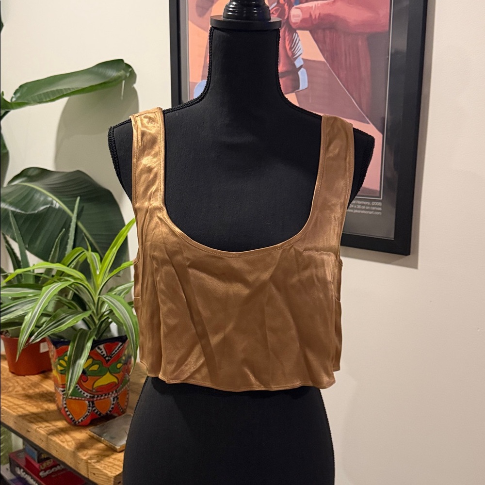 Camila Coelho Gold Satin Material